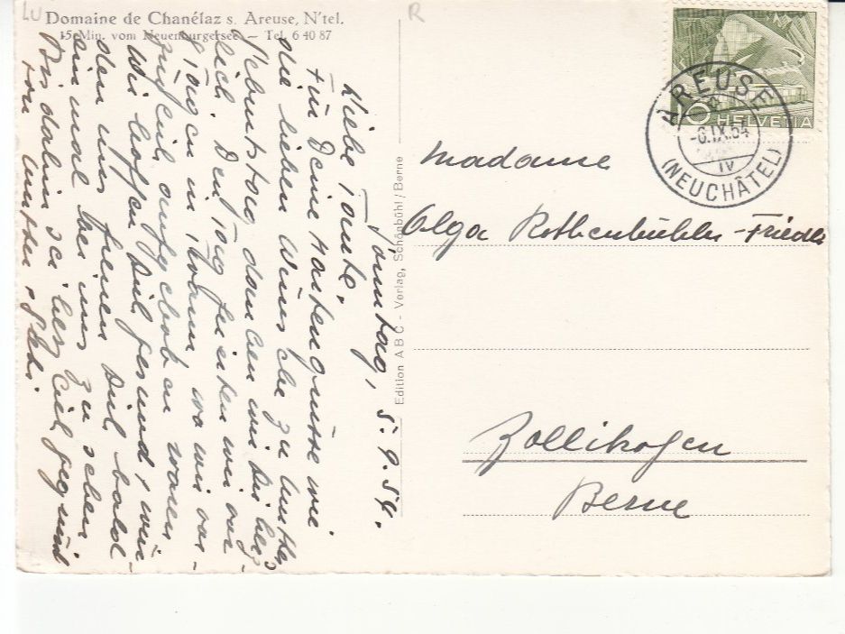 Cartoline postali: Areuse 1954 – Usato da Bürglen TG venduto da StampGraf 1