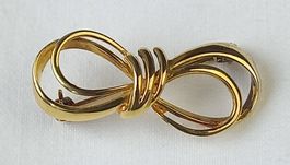 Goldbrosche Schleifenform 800er Silber guter Zustand
