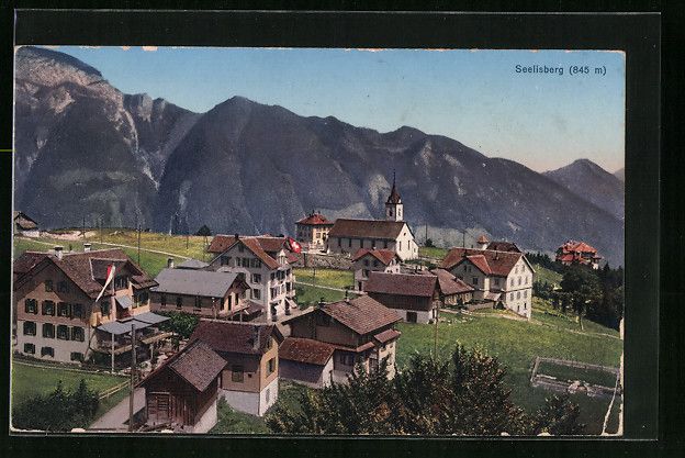 Cartoline postali: AK Seelisberg, Ortspartie mit Kirche – Usato da Berlin venduto da bartko-reher