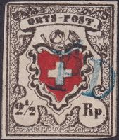 ORTS-POST (selten schön) T.8 mit Attesten, blaues PD v. BERN