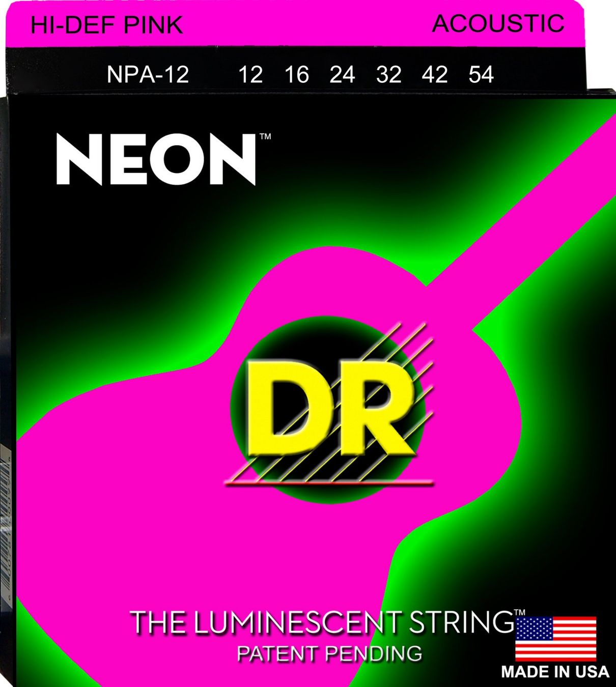 Strumenti musicali: DR Acoustic Guitar Strings:NEON Pink @ 12-54 – Nuovo e nell'imballaggio originale da Zofingen venduto da Rodeln