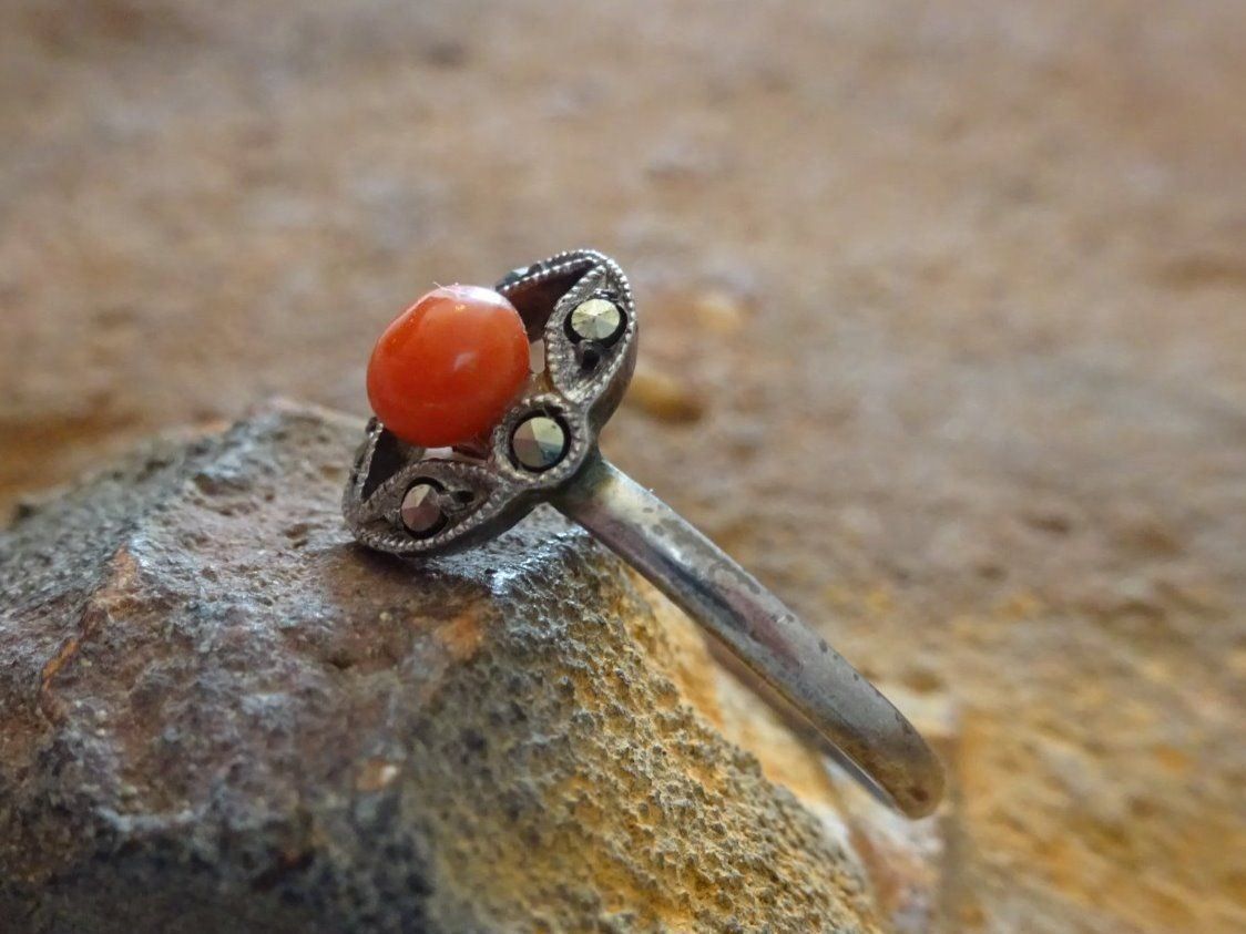 Ringe: Ring Jugendstil Koralle RG57 / 835 S. – Gebraucht aus Esslingen von FetteSchnecke