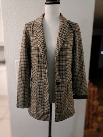 H&M Blazer Jacke Gr. 34 Hahnentritt Muster Herbst