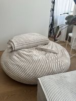 Grosser Sitzsack rund beige mit Decke guter Zustand