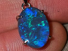 Natürlicher Australischer Black Opal Silber-Anhänger