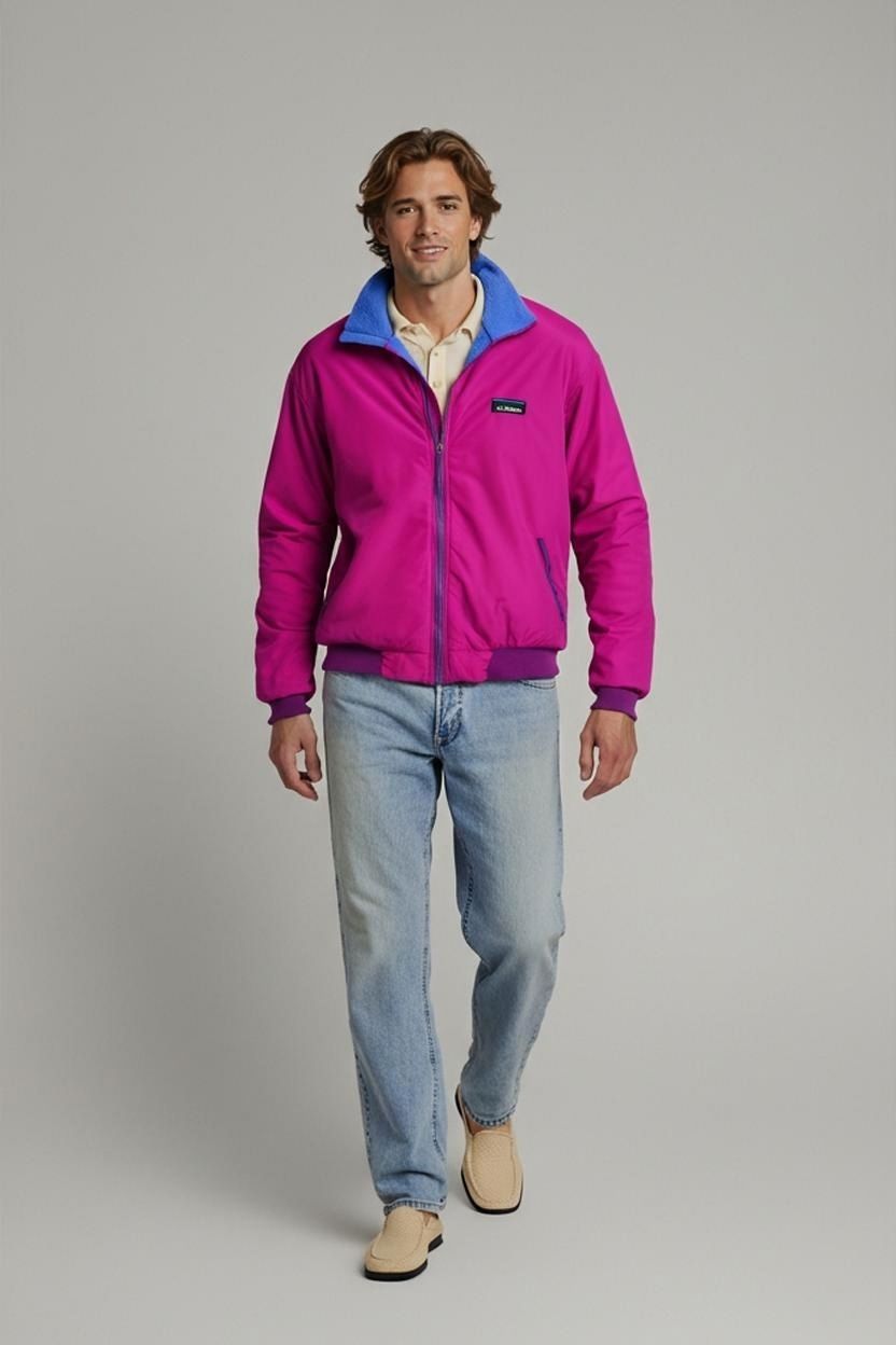 Giacche: Vintage L.L. Bean Lila Warm-up Jacke mit blauem Fleecefutter – Usato da Zug venduto da vinokilo