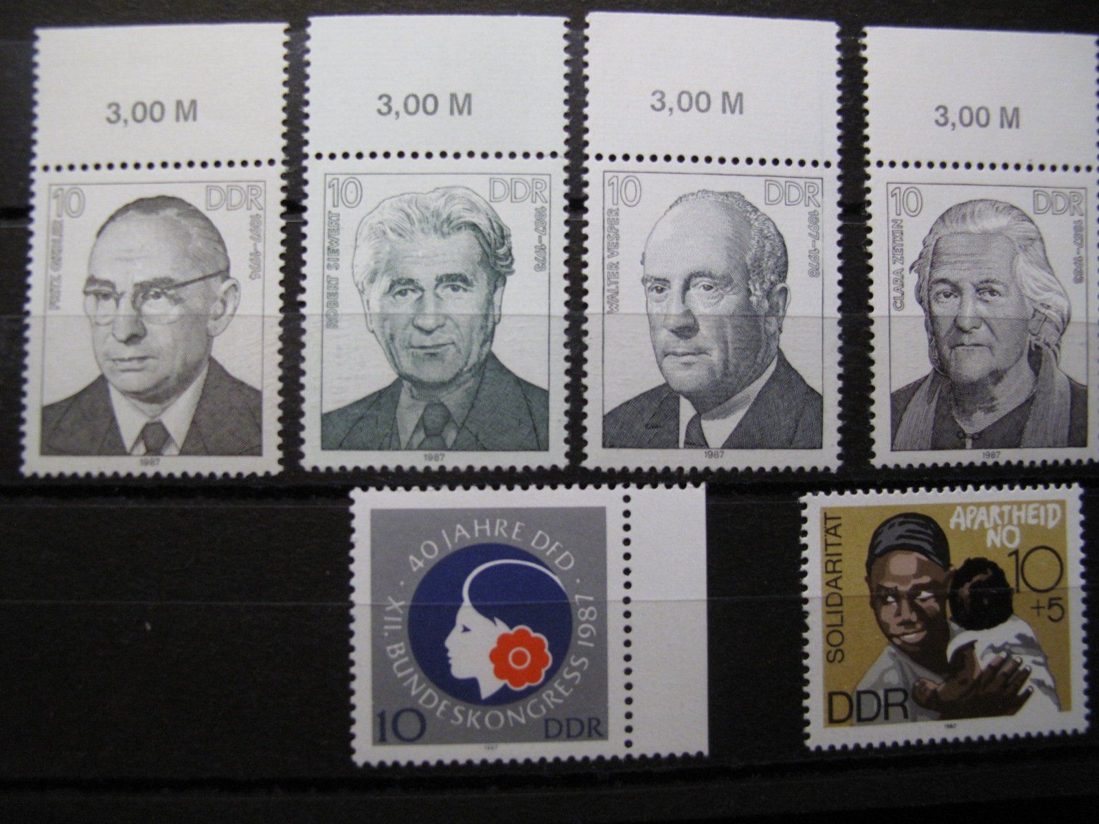 Tutti i francobolli: DDR 1987 Persönlichkeiten / DFD / Apa ** – Usato da Wil SG venduto da fva01