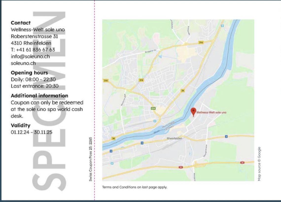 2 for 1 Sole Uno wellness pass Gutschein (Neu und originalverpackt) in ...