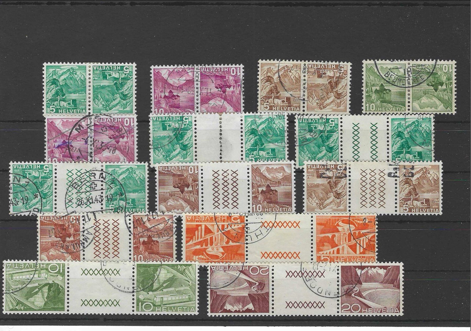 Alle Briefmarken: Kehrdrucke & Paare - Divers – Gebraucht aus Lungern von Strubel-Peter