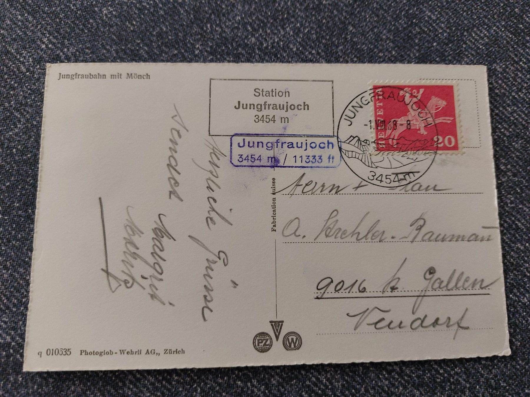 Cartoline postali: Antike Postkarte Jungfraubahn mit Mönch – Usato da Winterberg ZH venduto da Evaanna0 1
