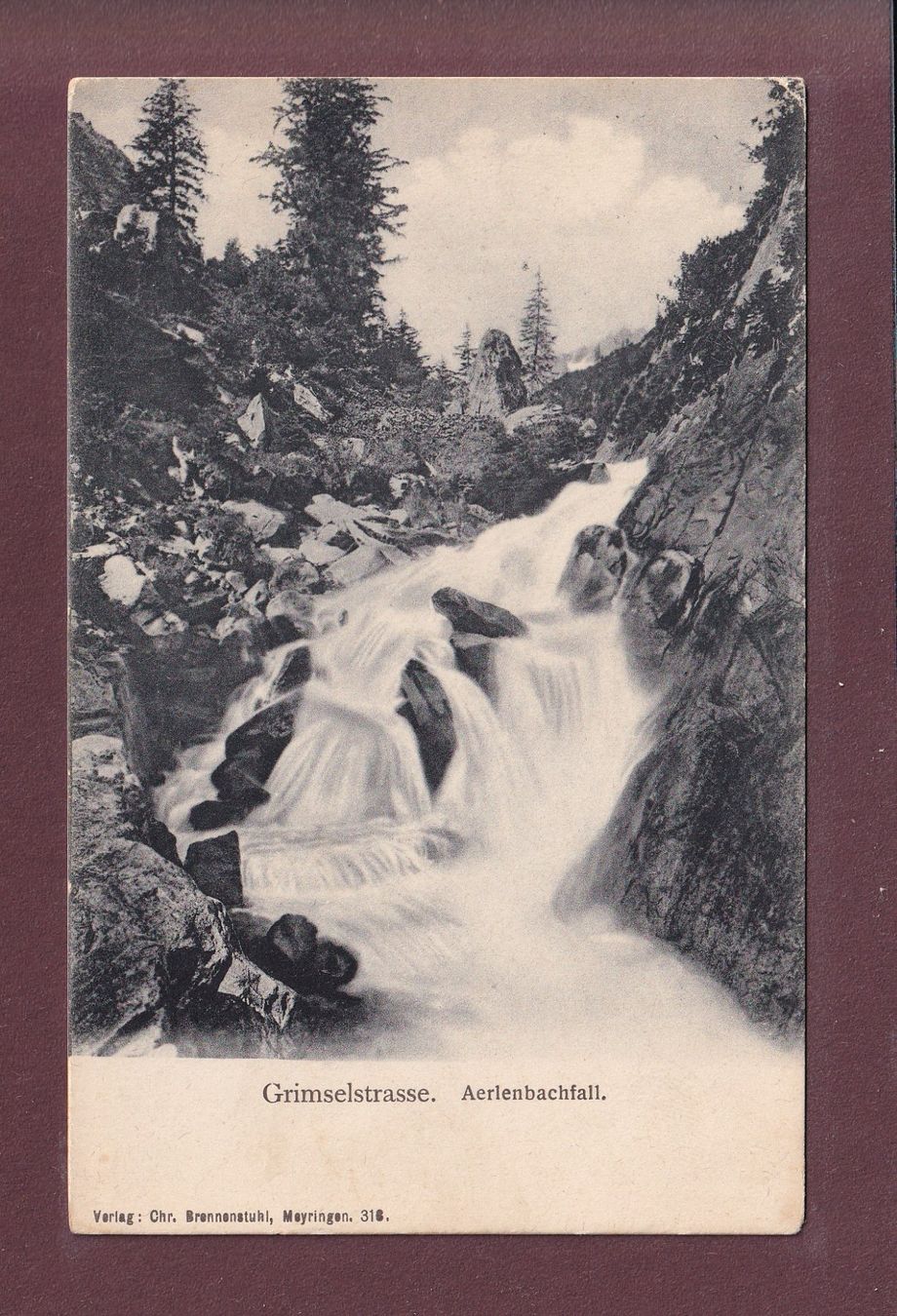 Cartoline postali: Grimselstrasse - AERLENBACHFALL - 1916 – Usato da Pully venduto da nicecards