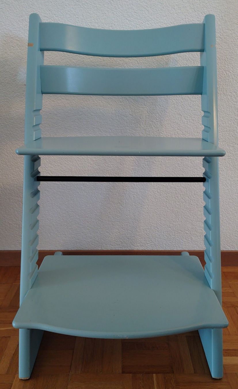 Stokke Seggioloni: Original Stokke Tripp Trapp blau mit Bezug – Usato da Schliern b. Köniz venduto da Schnumy