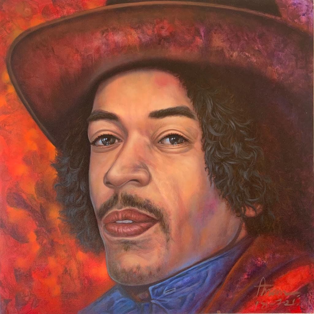 Gemälde: Jimi Hendrix, Öl auf Leinwand, 80x80cm – Neu (gemäss Beschreibung) aus Belp von MaSu39