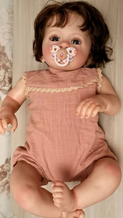  📌 NEU Babypuppe aus Silikon 60cm Reborn grün/rosa (Neu und Motiv 