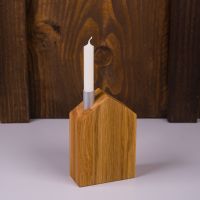 Kerzenständer in Hausform aus Eichenholz - Klassisch geölt