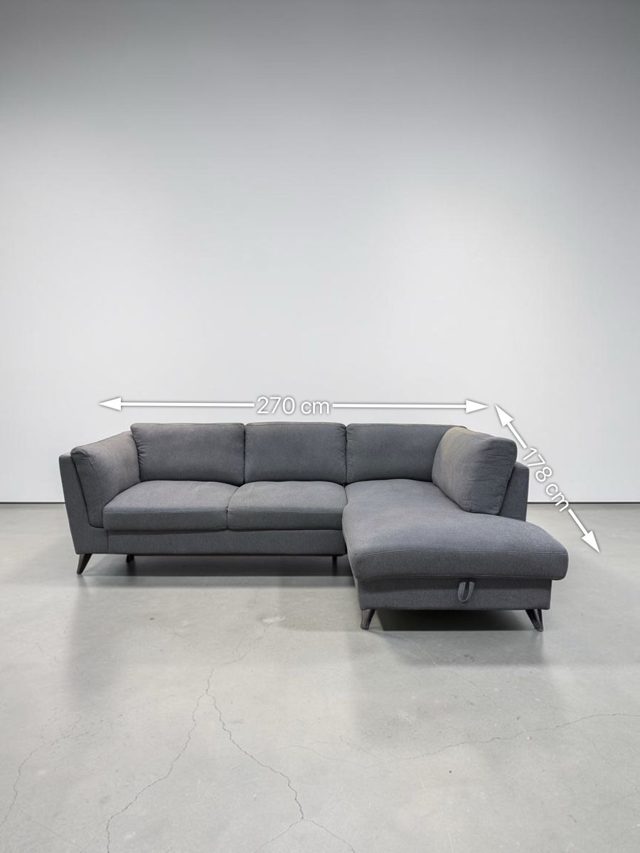 Sofas: Hellgraues Ecksofa mit Schlaffunktion und Stauraum – D'occasion à Fehraltorf par Sofalab.swiss 6