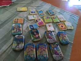 Pokemon  GROSSER LOT Karten Trading Card  8 X Dosen + PLUSCH