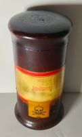Antike Apothekerdose Holzdose Jodum Totenkopf 19 Jh. 16cm ☠️
