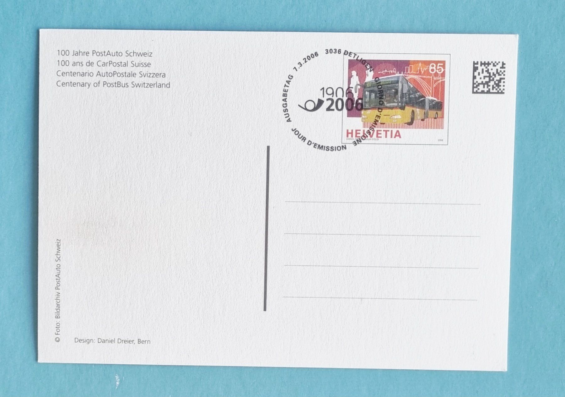 Cartoline postali: 100 Jahre Postauto Schweiz - 1906 - 20065 – Usato da Rothrist venduto da RROENK 1