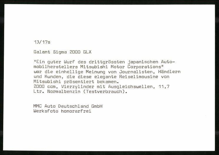 Fotografie &  Plakate: Fotografie Auto Misubishi Galant Sigma 2 – Gebraucht aus Berlin von bartko-reher 1