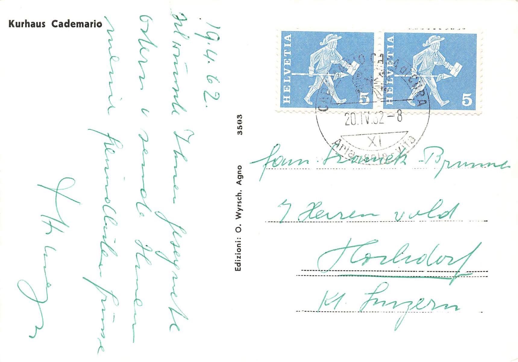 Cartoline postali: Kurhaus Cademario G – Usato da Biasca venduto da Blenio71 1