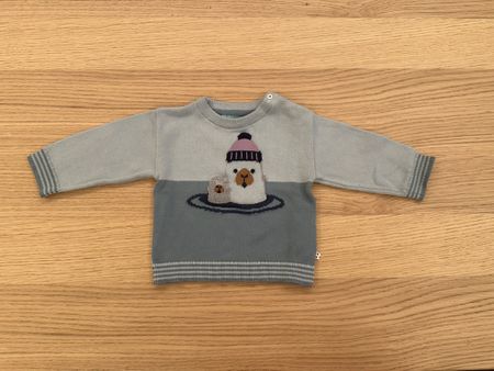 Kinder Pullover Obaïbi Grösse 3M mit Robbenmotiv hellblau