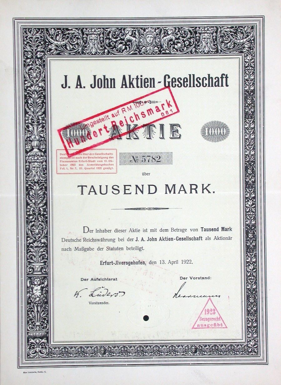 Documenti: J.A. John AG Schornsteinaufsatz- & Blechwarenfabrik  - 1922 – Usato da Solothurn venduto da Sgasche