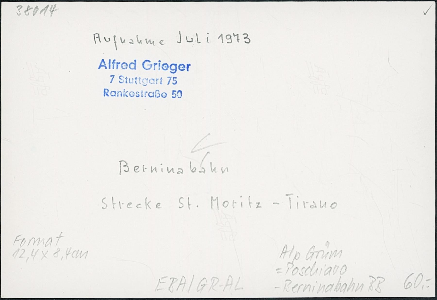 Cartoline postali: GR Alp Grüm - Bernina Bahn BB – Usato da Schindellegi venduto da leecollect 1