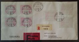 AB16A) ATM, Nr. 1.II, 7x auf Eilbrief Schnabszahl 7.7.77 Lp