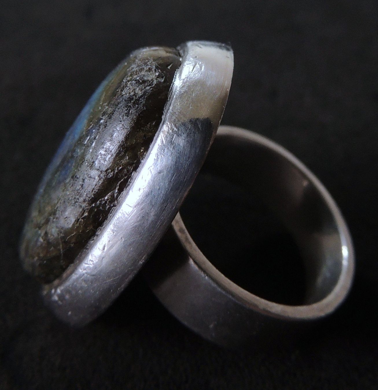 Anelli: Labradorit Silber 800 Fingerring Gr. 52 – Usato da Waldenburg venduto da schaller707 5