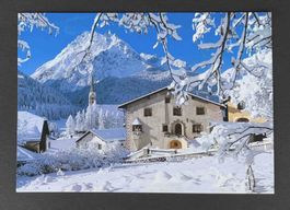 AK Bad Scuol Engadinerhaus Wintersportplatz