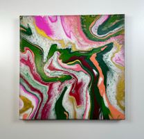 Acryl-Flüssigmalerei, quadratisch
