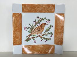 Assiette en porcelaine avec oiseau / Teller mit Vogel