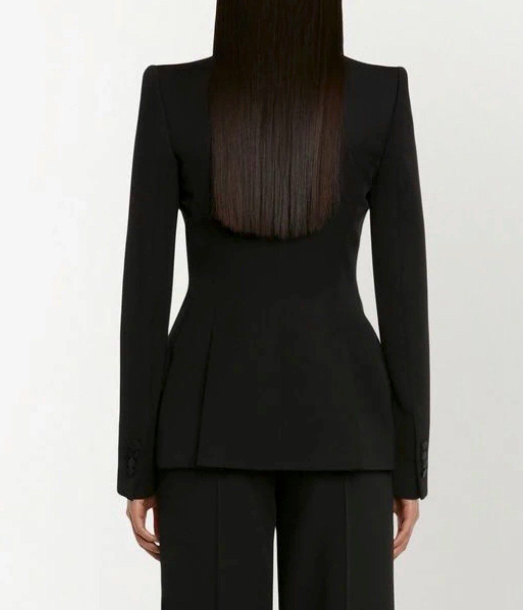 Alexander Mcqueen Jacken: Alexander McQueen Blazer Schwarz mit Satin-Revers, IT44/DE38 – Neu (gemäss Beschreibung) aus Arch von ZEITFELS 3