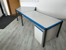 Eckschreibtisch Bürotisch mit Rollcontainer L-Form weiss ...