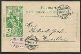 1900 UPU Karte Rückseite Aufdruck Text mit Hand ergänzt +++