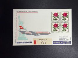 Swissair Erstflugbrief Zürich-New York 1973