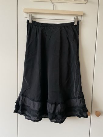 NILE Edler Seidenrock mit Spitze & Volants, 100% Seide, Gr S