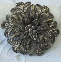 Antike Filigran Silber Broche,Schweizer Trachten Schmuck. 
