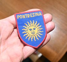VINTAGE Badge PONTRESINA nos ST. GALLER STICKEREI sonne