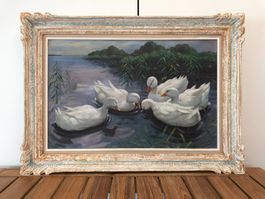 Einzigartig, K. Bieder, 5 Entchen am See, 61cm breit x 44 cm