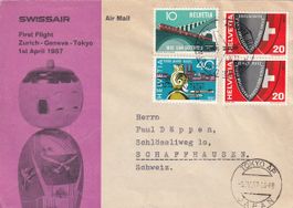 Erstflug Swissair Genf - Tokio 1957 (SF 57.3b)