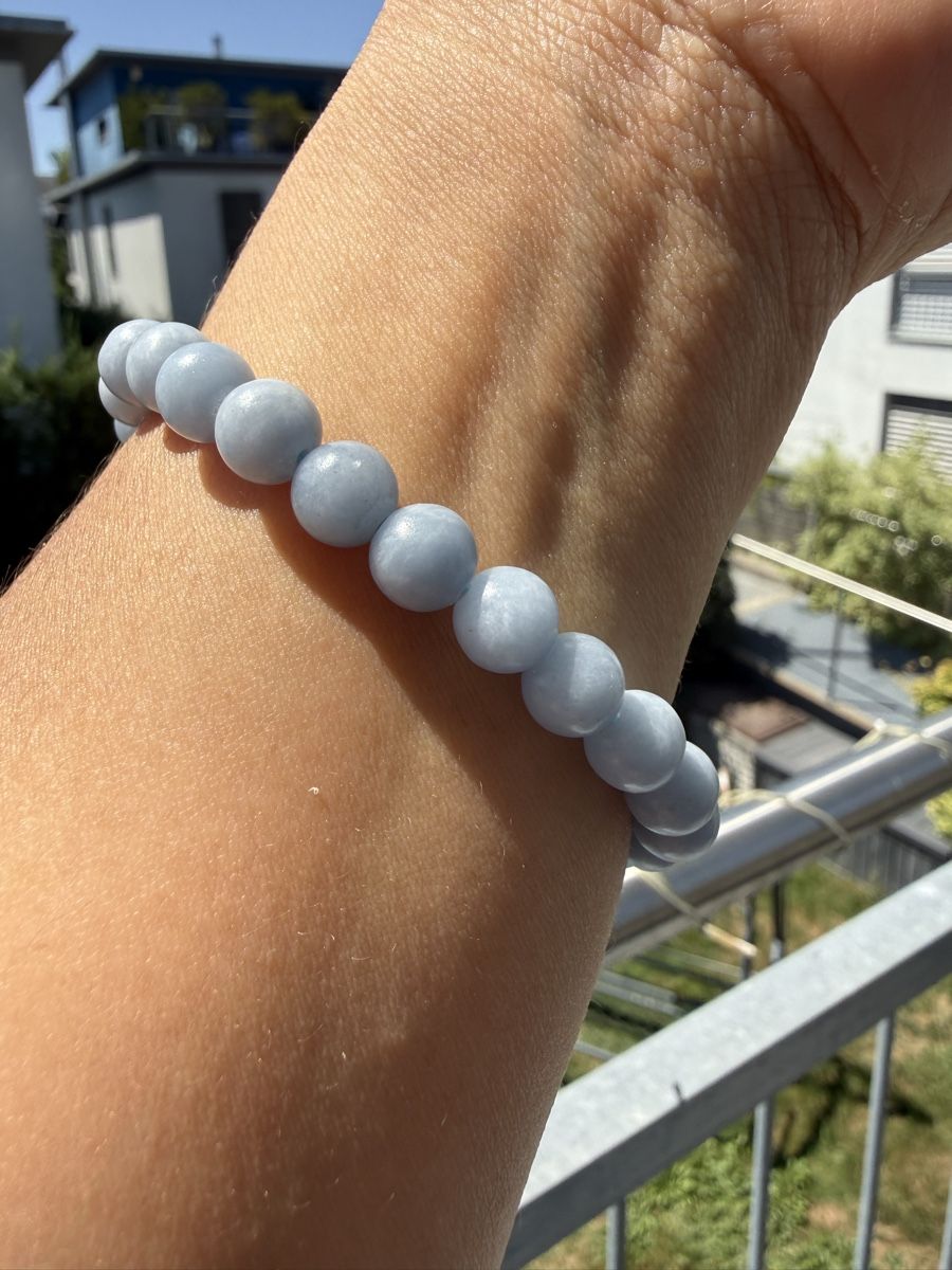 Armbänder & -reifen: Angelit Armband mit Blumen-Anhänger | Elastisches Edelstein – Neu (gemäss Beschreibung) aus Jegenstorf von SteinGlanz 4