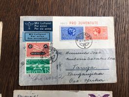 9 Flugbriefe u.a. FLURLINGEN nach TANGA 1937