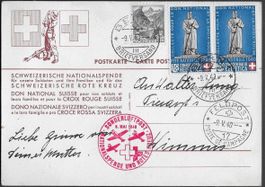 1940 Rot Kreuz Sonderkarte Flug BERN/Feldpost 11 TOP ab 1.-