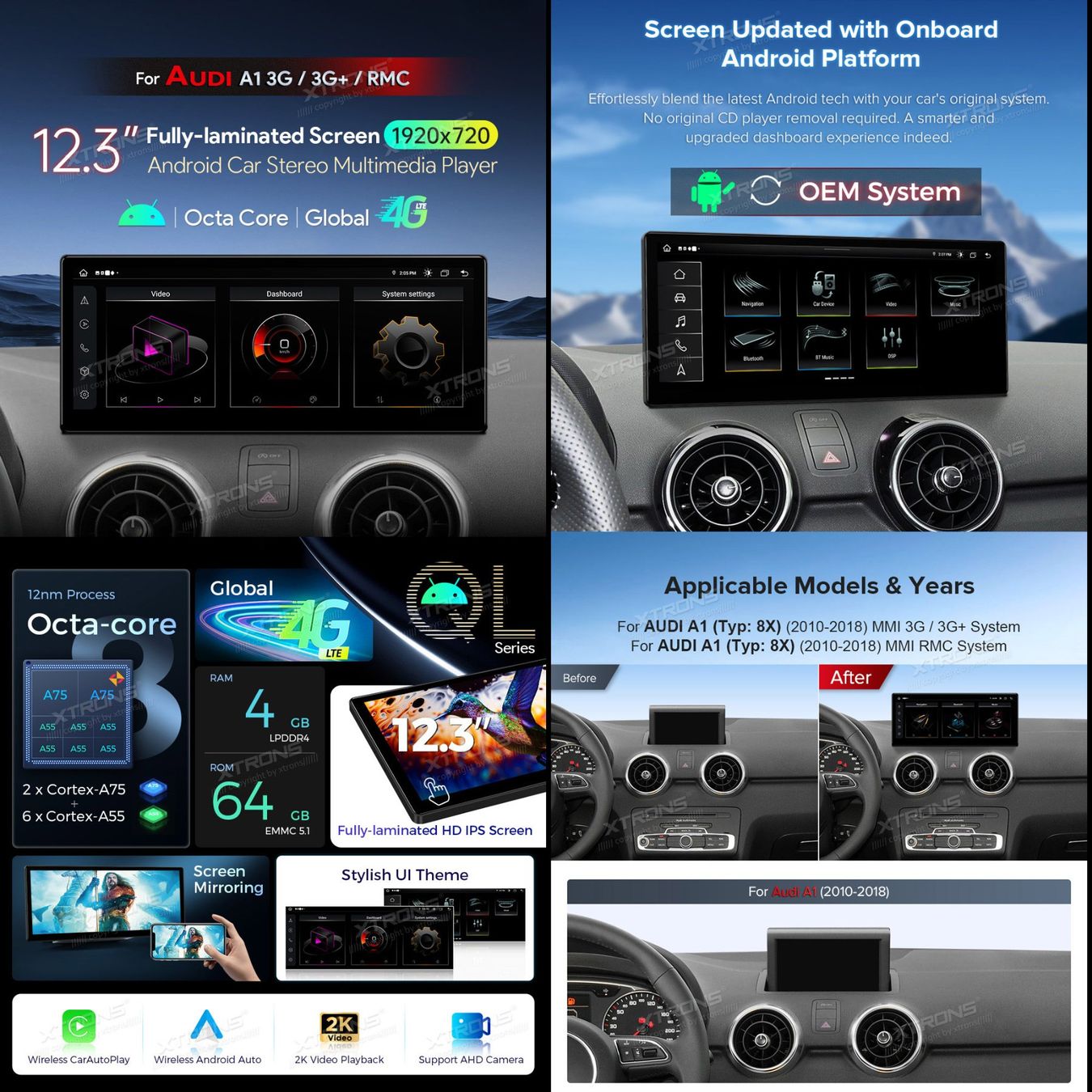 Navigatori: Audi A1 Android Blidschirm Carplay DAB+ Autoradio – Nuovo e nell'imballaggio originale da Chiasso venduto da online.shop 1