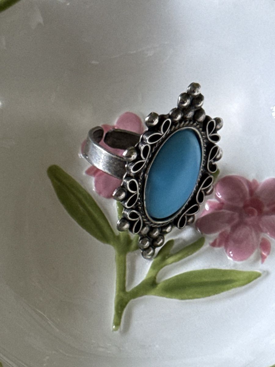 Anelli: Boho Turquoise Silver Ring - Statement Boho Chic Ring 💍 – Usato da Zürich venduto da olalinda