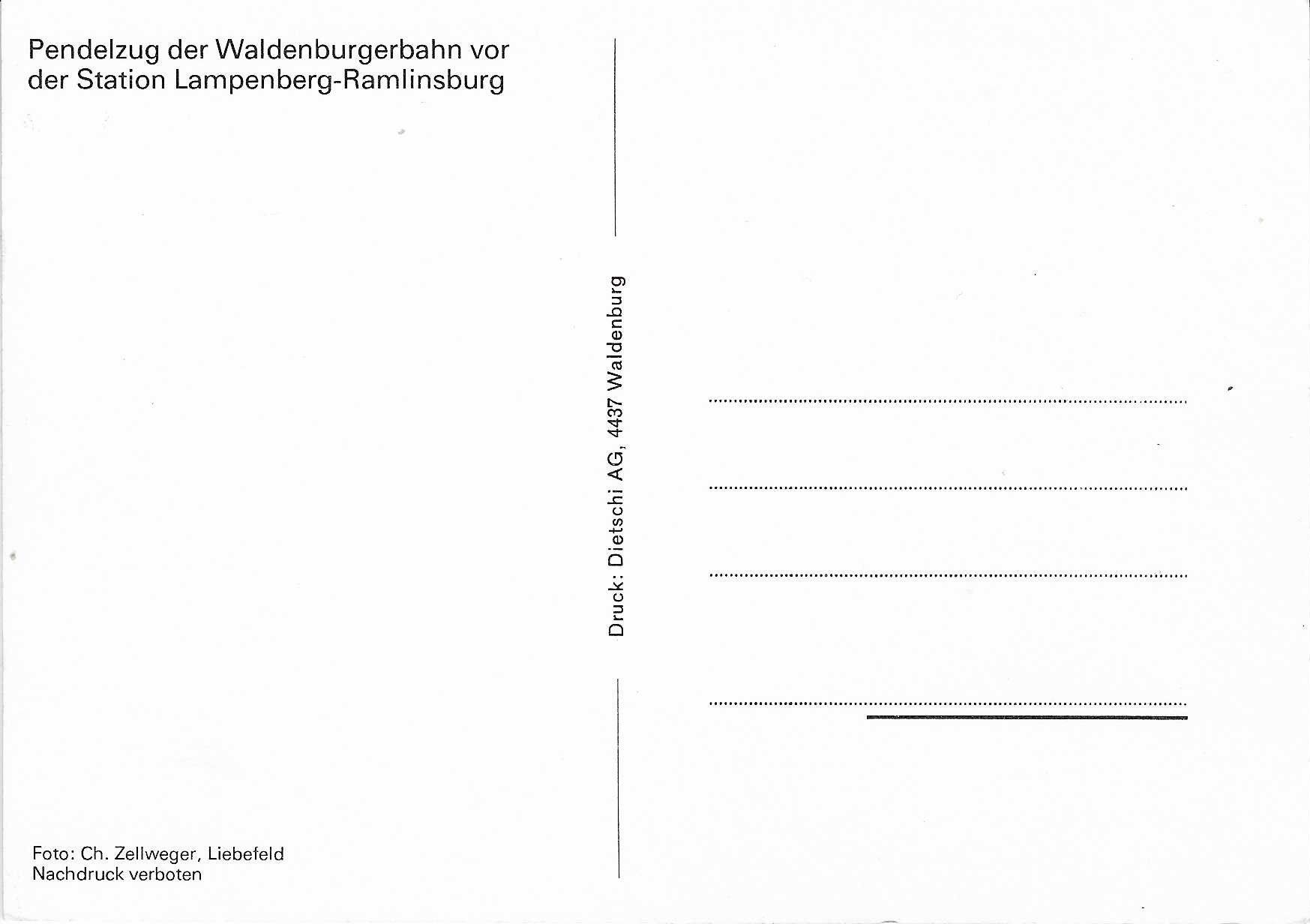 Cartoline postali: Pendelzug der Waldenburgerbahn vor Station Lampenberg – Nuovo (secondo la descrizione) da Rothrist venduto da Stranglehold 1