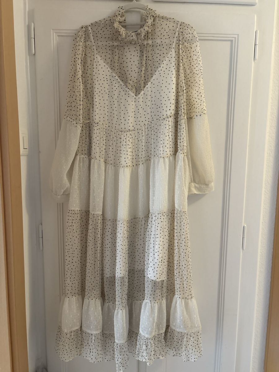 Sandro Vestiti: Sandro Kleid (40) Weiss Creme Chiffon  – Usato da Luzern venduto da One0911 2