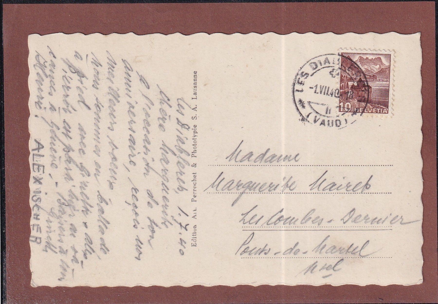 Cartoline postali: Les Diablerets - Vue générale - 1940 – Usato da Orvin venduto da Pyaeschli 1